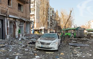 The aftermath of shelling in Kyiv. March 14, 2022.