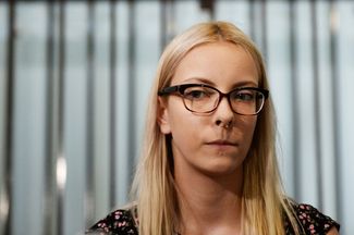 Maria Motuznaya at a hearing in Barnaul, August 15, 2018