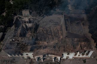 The destroyed Palace of Culture in Lysychansk. June 17, 2022. 