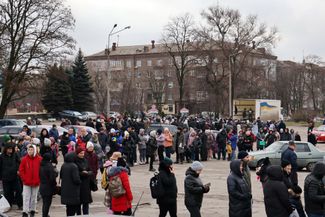 Запорожье, Украина. Раздача гуманитарной помощи. 20 декабря 2023 года