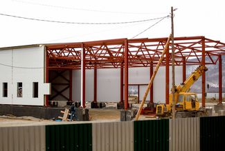 The unfinished bottling plant in Kultuk