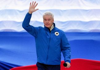 Sergey Sobyanin at the rally at Luzhniki Stadium