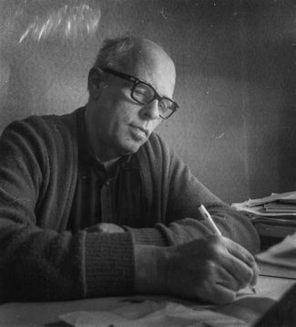 Sakharov at his desk in his Gorky apartment. April 1981.