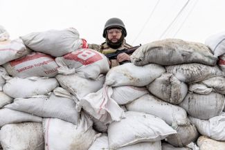 Barricades on Kyiv’s eastern outskirts