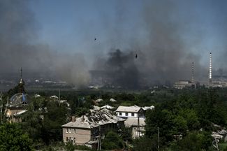 A damaged building in Lysychansk. June 9, 2022