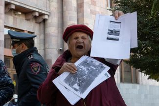 Outside Parliament in Yerevan