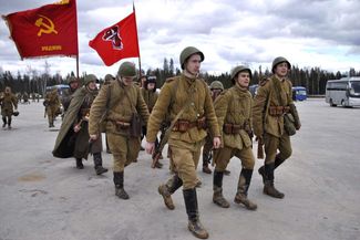 A reenactment of the “Storming of Berlin” at Patriot Park by YouthArmy cadets on April 23, 2017