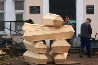 New coffins in Podporozhye, outside St. Petersburg, November 2, 2010