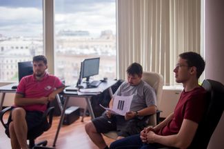 Kukharenko and his colleagues in the company office. Currently, N-Tech.Lab has fewer than ten employees. Moscow, July 5, 2016