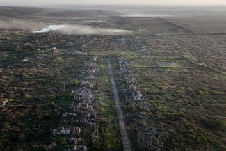 Вид на освобожденную Клещеевку с воздуха