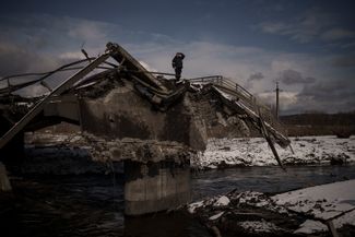 Before it was destroyed, the bridge from Irpin was the city’s only evacuation route.