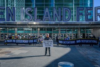 A weekly silent protest demanding an end to the deportation of undocumented immigrants and an easing of the U.S. citizenship process. New York, April 8, 2021. 