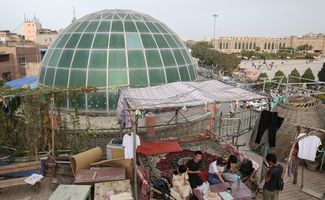 In the center of the Old City in Kashgar: a view of the square by the central mosque