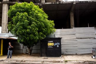 An illegal gold buying kiosk stands on the street in Puerto Ordaz, Bolivar State, Venezuela. February 26, 2018