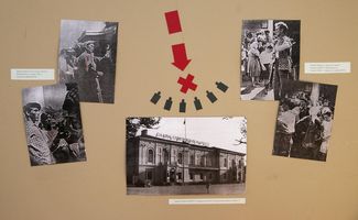 Protesters near the city committee building in Novocherkassk, June 2, 1962. Photographs from the KGB archive. Images displayed at the Novocherkassk Memorial Museum.