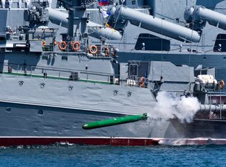 The Moskva during a parade in Sevastopol. July 2018.