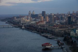 A view of the city and the Dnipro River