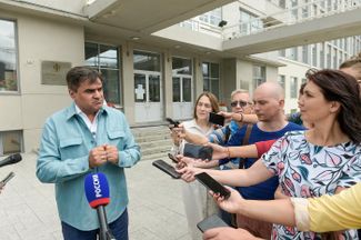 Alexey Nechayev during a press conference in Novosibirsk. July 22, 2020.