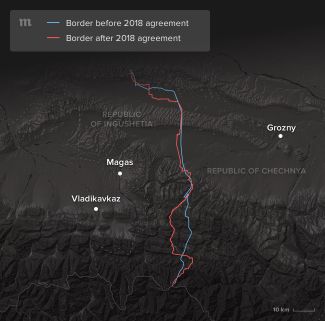 The new border between the republics cuts deep into Ingush territory.