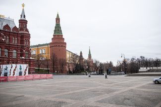 Manezhnaya Square in Moscow on March 30, 2020